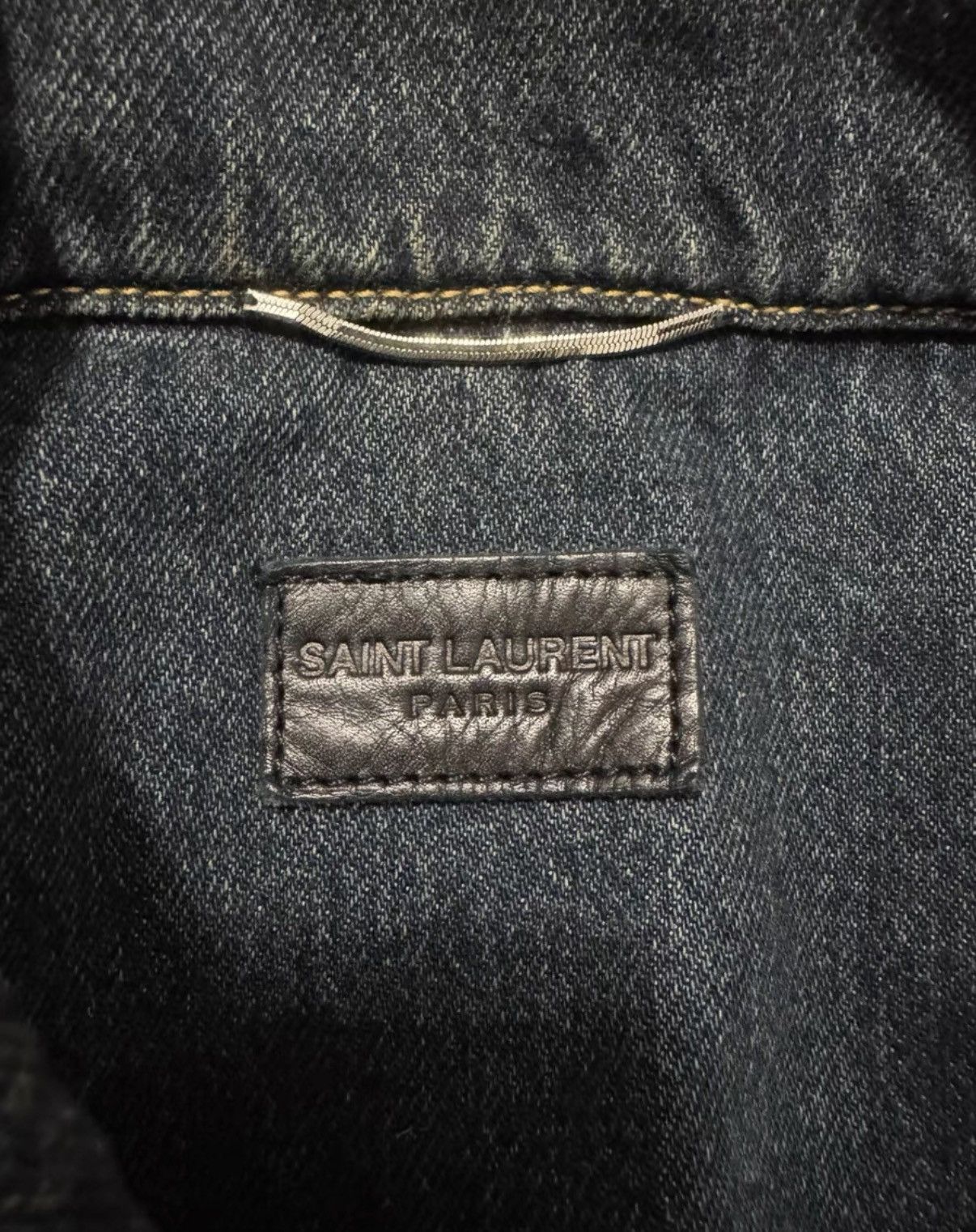 Yves Saint Laurent SLP 15SS Runway Vintage Dark Blue Basic Denim Jacket Size US L / EU 52-54 / 3 - 6 Thumbnail