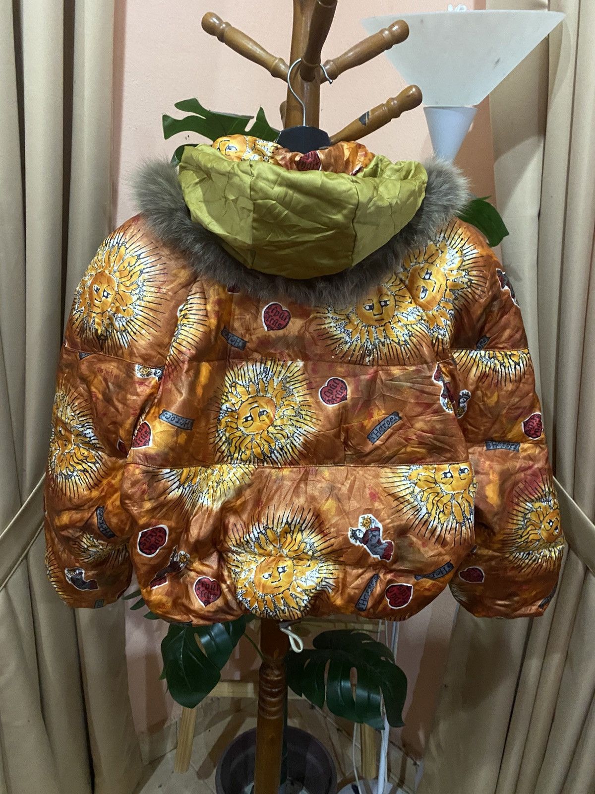 Other Vintage Sun Print Down Jacket with Faux Fur Hood – Japan Size M / US 6-8 / IT 42-44 - 11 Thumbnail