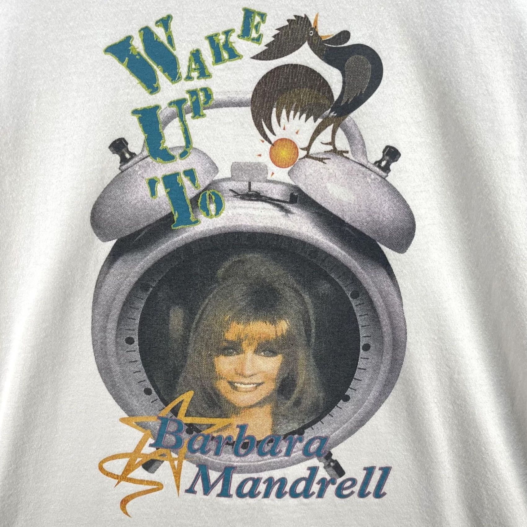 Vintage VINTAGE Barbara Mandrell Shirt Womens One Size White Crew Neck Short Sleeve 100% Cotton Alarm Clock 90s Music Retro Hanes Her Way Size ONE SIZE - 3 Thumbnail