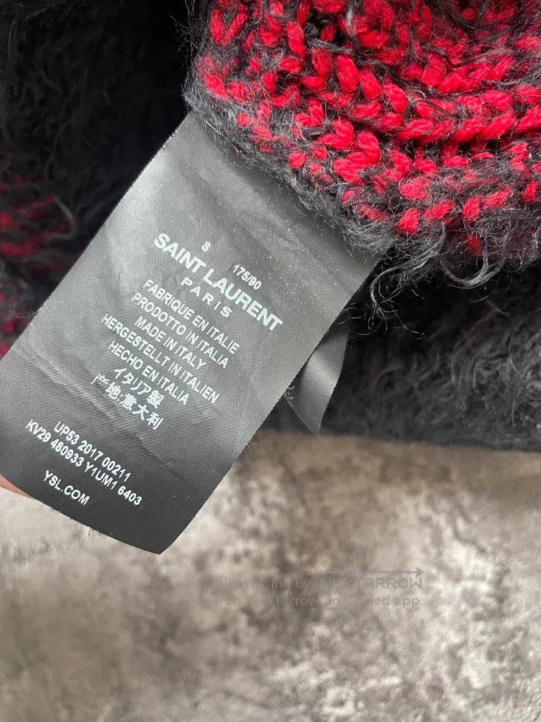 Saint Laurent Paris Saint Laurent Paris Black and Red Mohair Wool Sweater Size US S / EU 44-46 / 1 - 5 Thumbnail