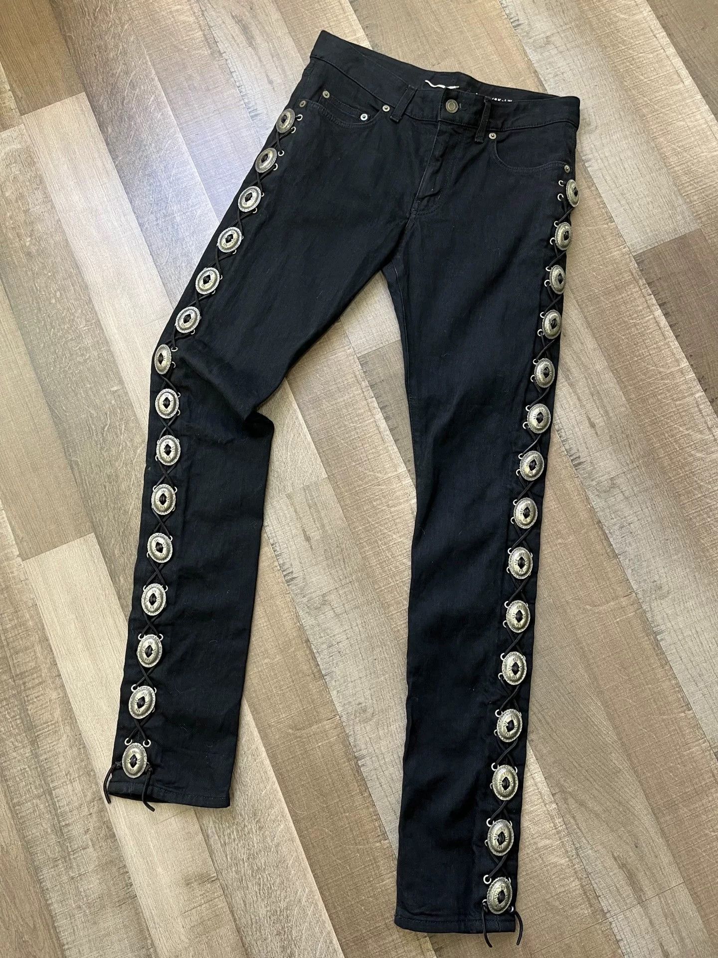 Saint Laurent Paris Saint Laurent Western Silver Button Denim Pants Size US 30 / EU 46 - 1 Thumbnail