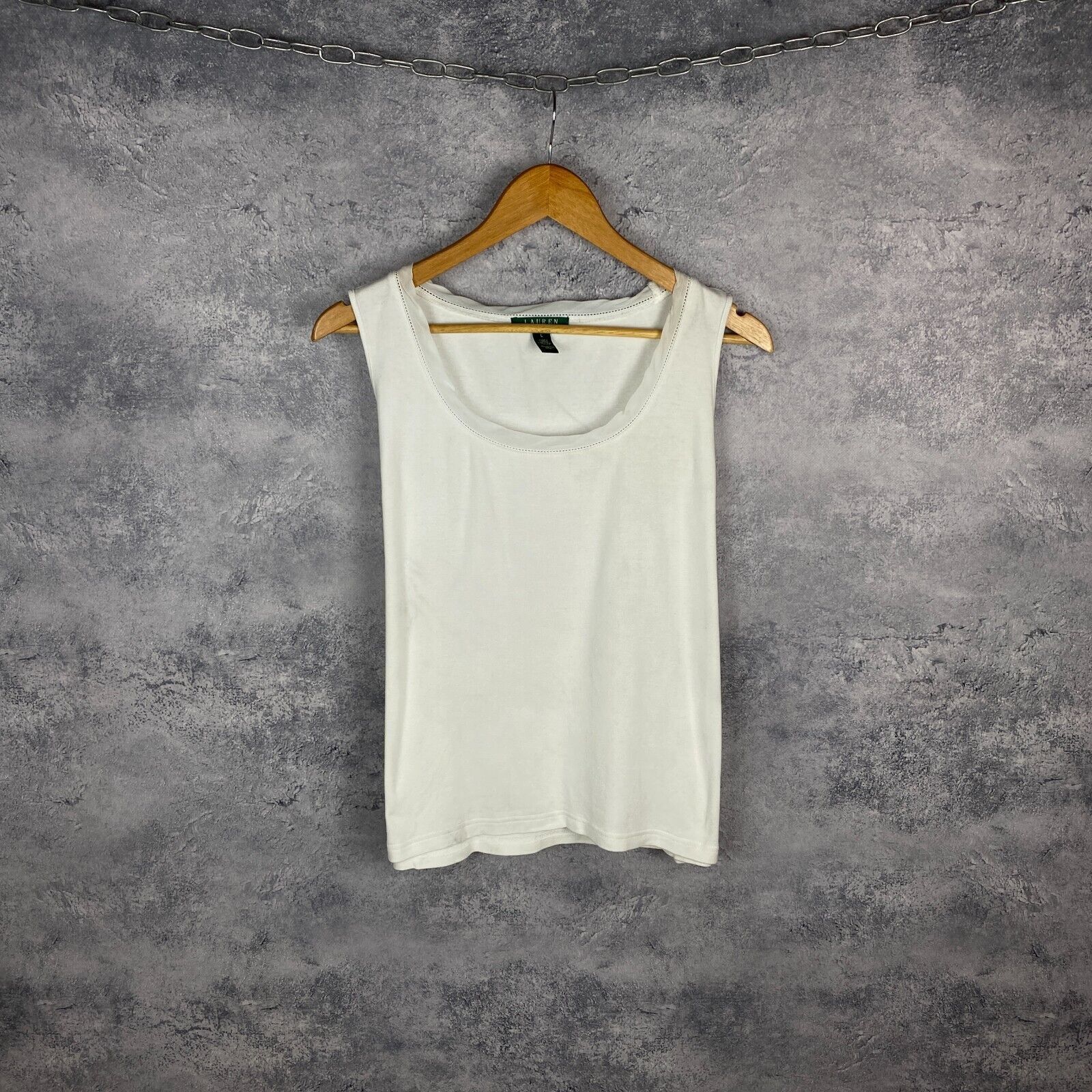 Lauren Ralph Lauren Lauren Ralph Lauren Tank Top Women's Size L White Cotton ` Size L / US 10 / IT 46 - 1 Thumbnail
