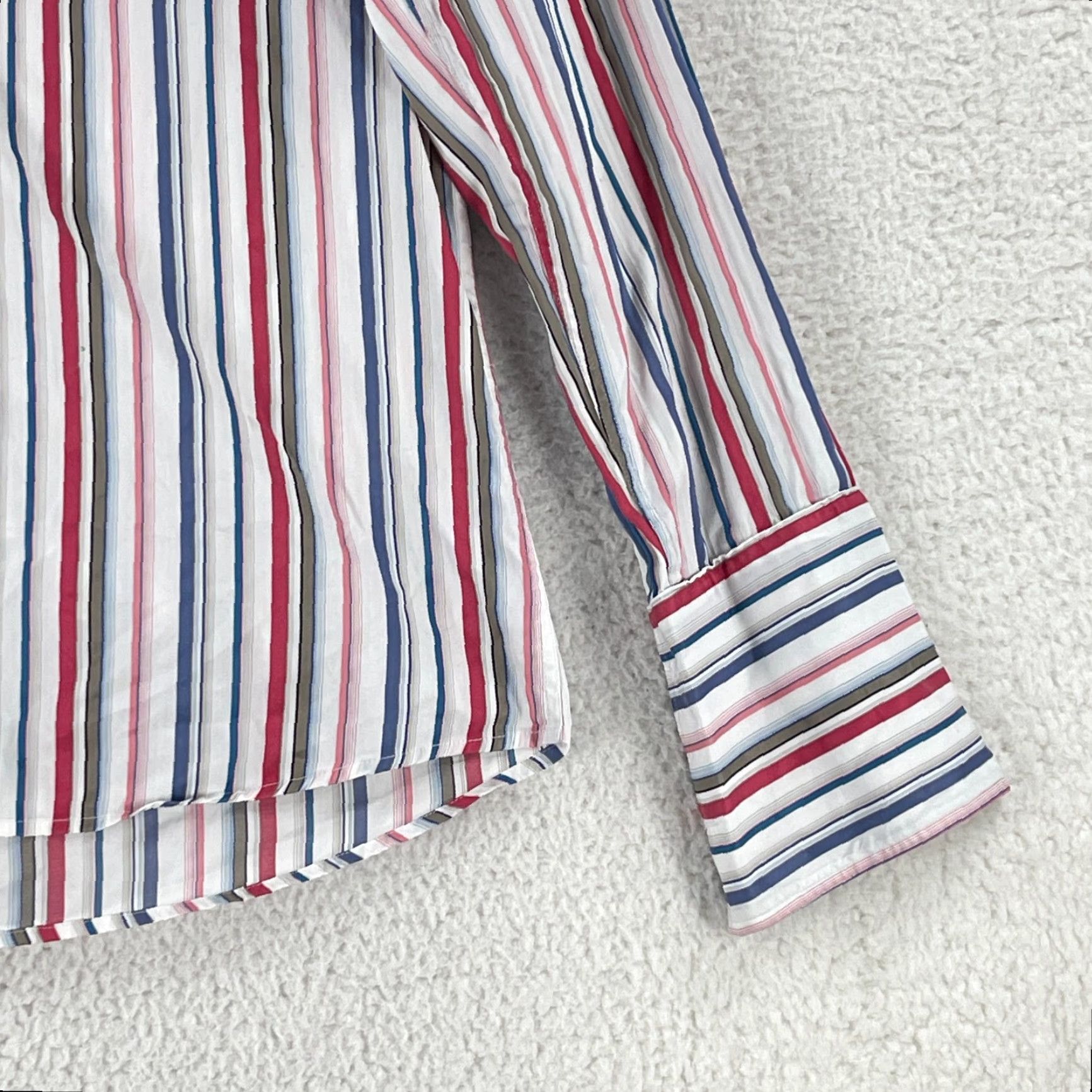 Vintage Duchamp London White Stripe Button-Up Dress Shirt Mens Long Sleeve Size Medium Size 40R - 4 Thumbnail