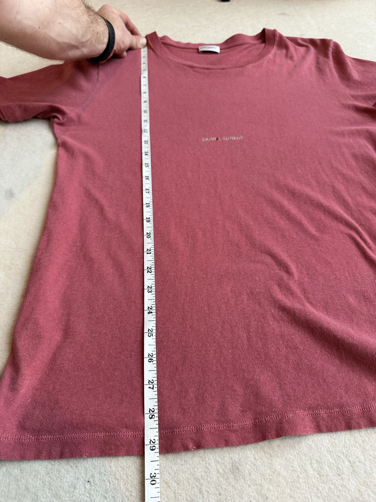 Saint Laurent Paris $550 Saint Laurent Rive Gauche logo t shirt pink salmon Size US M / EU 48-50 / 2 - 7 Thumbnail
