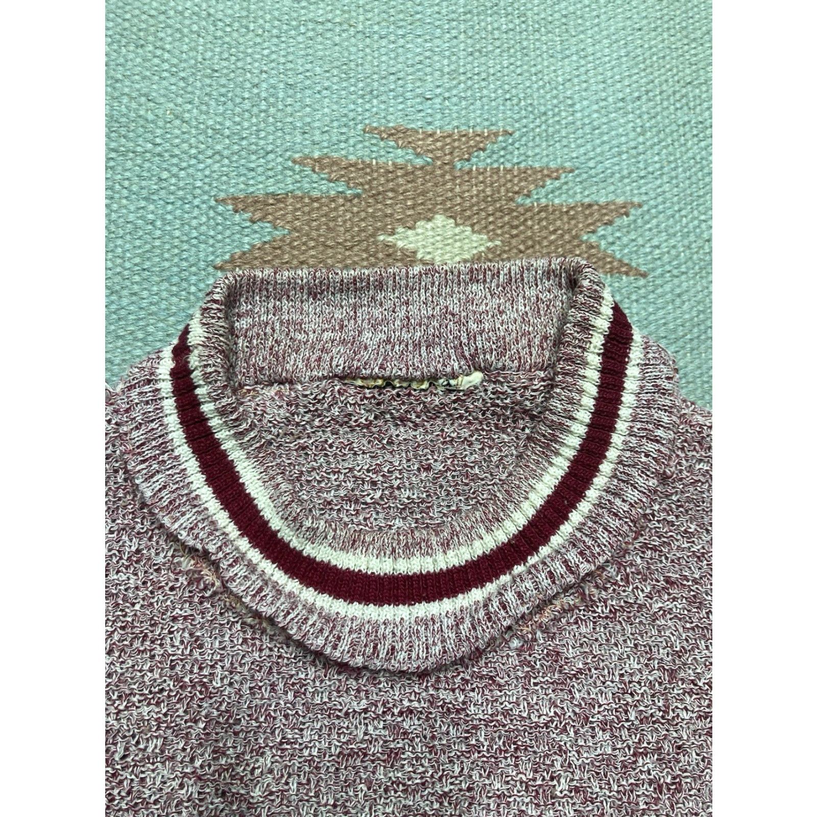 Vintage VINTAGE 60s 70s Terry cloth t shirt jacquard knit heather red boxy large L Mens Womens Boys Girls Size US L / EU 52-54 / 3 - 5 Thumbnail