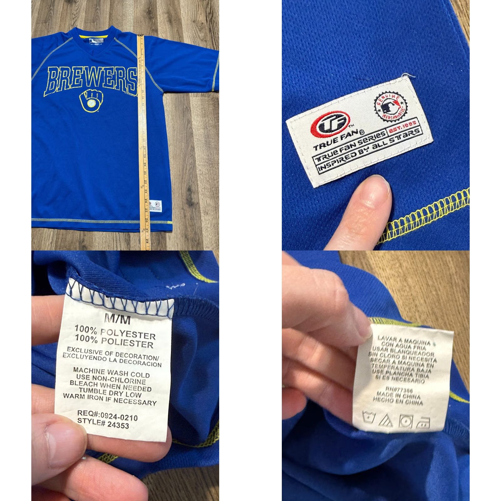 NBA Genuine Merchandise Shirt NBA Mens Medium Blue Yellow Milwaukee Brewers Jersey T-Shirt Short Sleeve Crew Neck Jersey 0 Size US M / EU 48-50 / 2 - 8 Thumbnail