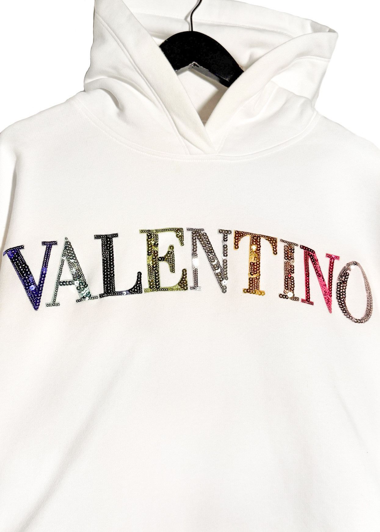 Valentino Valentino Rainbow Sequinned Logo White Hoodie Size M / US 6-8 / IT 42-44 - 4 Thumbnail