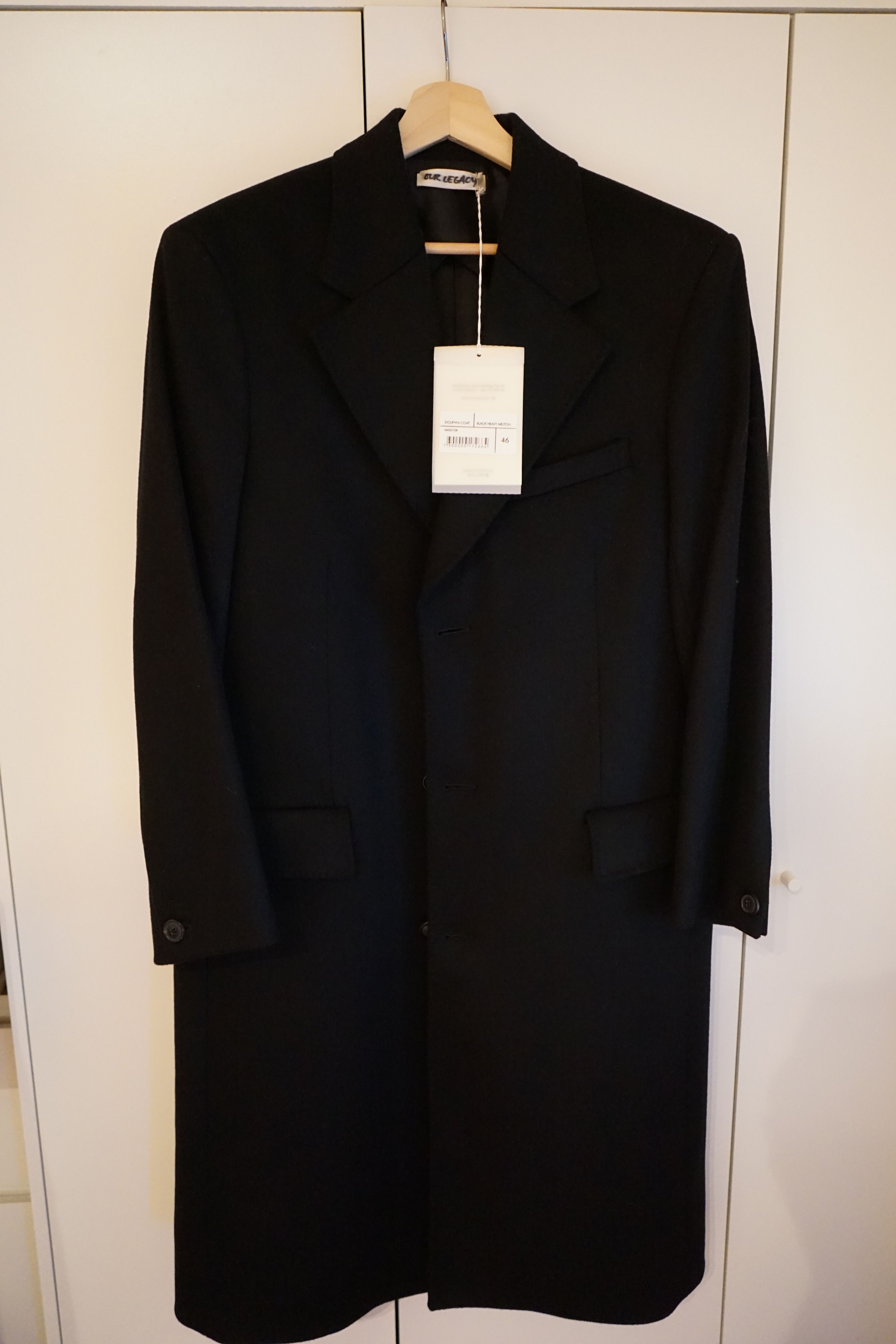 Our Legacy Grail AW20 Black Heavy Melton Dolphin Coat Signed 46
