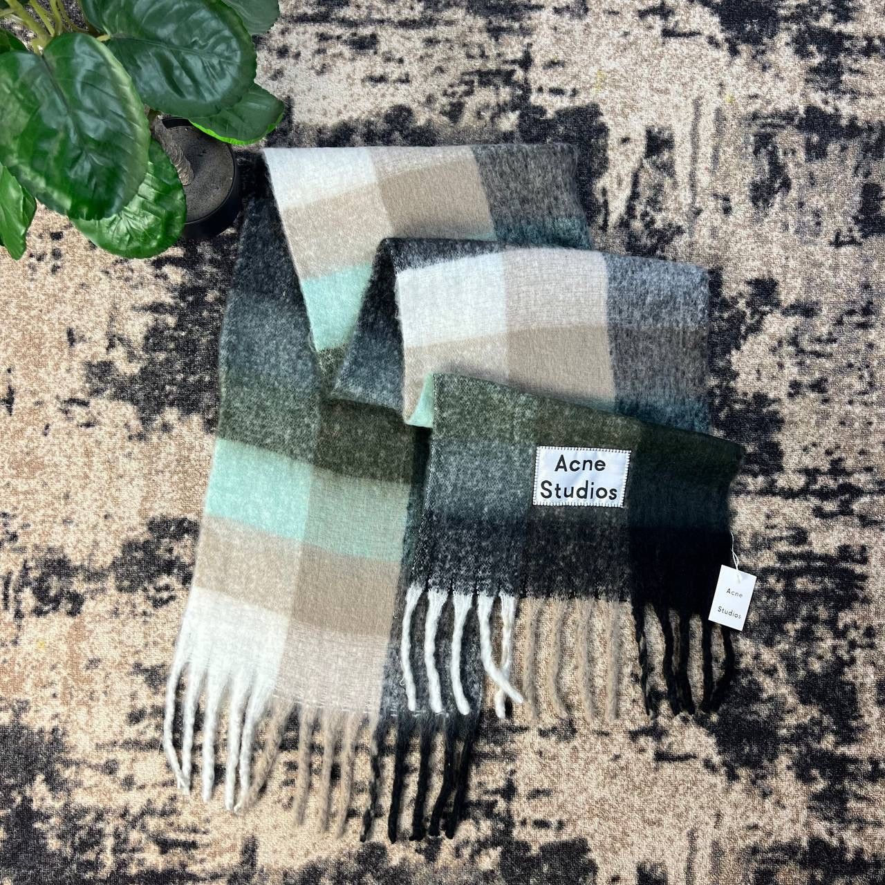 Acne Studios Acne Studios Alpaca/wool Scarf Big Logo Checkered Size ONE SIZE - 1 Thumbnail