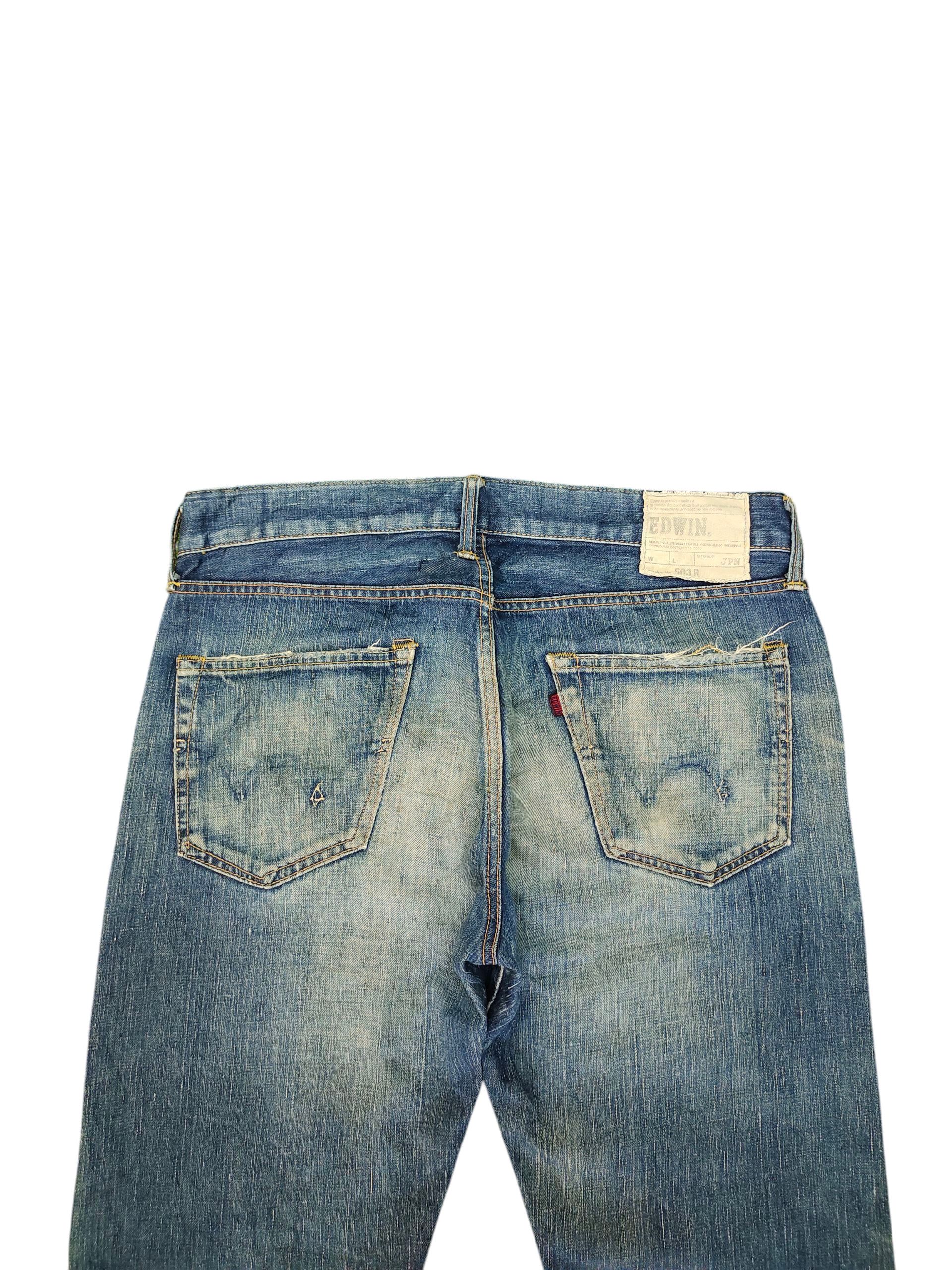 Kapital Vintage 90s Edwin 503R Regular Clawmark Distress Denim Jeans Size US 34 / EU 50 - 9 Thumbnail