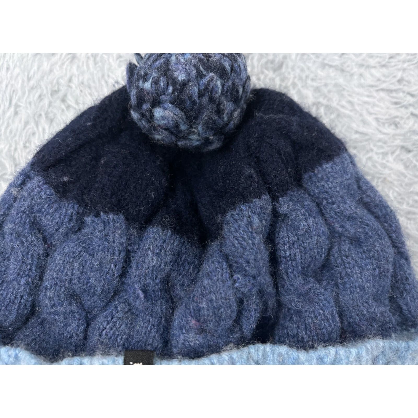 Patagonia Patagonia Beanie Womens One Size Blue Stripe Knit Wool Blend Camp Pom Hat/Cap, Beanie, Outdoor, Ski, Camp, Hiking, 90s? Size ONE SIZE - 3 Thumbnail