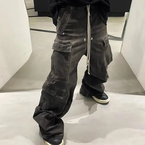 Designer × Japanese Brand × Jean Hombre Drawstring Elastic Baggy Cargo Jeans y2k Size US 34 / EU 50 - 4 Thumbnail