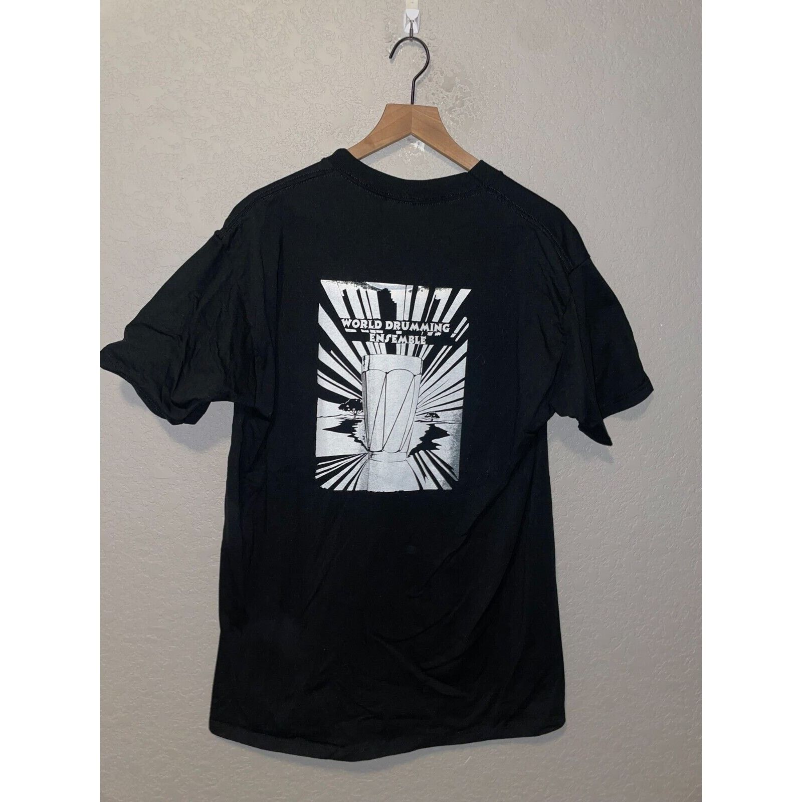 Jerzees Drum Shirt World Drumming Ensemble Black Tee 90s Vintage L Size US L / EU 52-54 / 3 - 1 Thumbnail