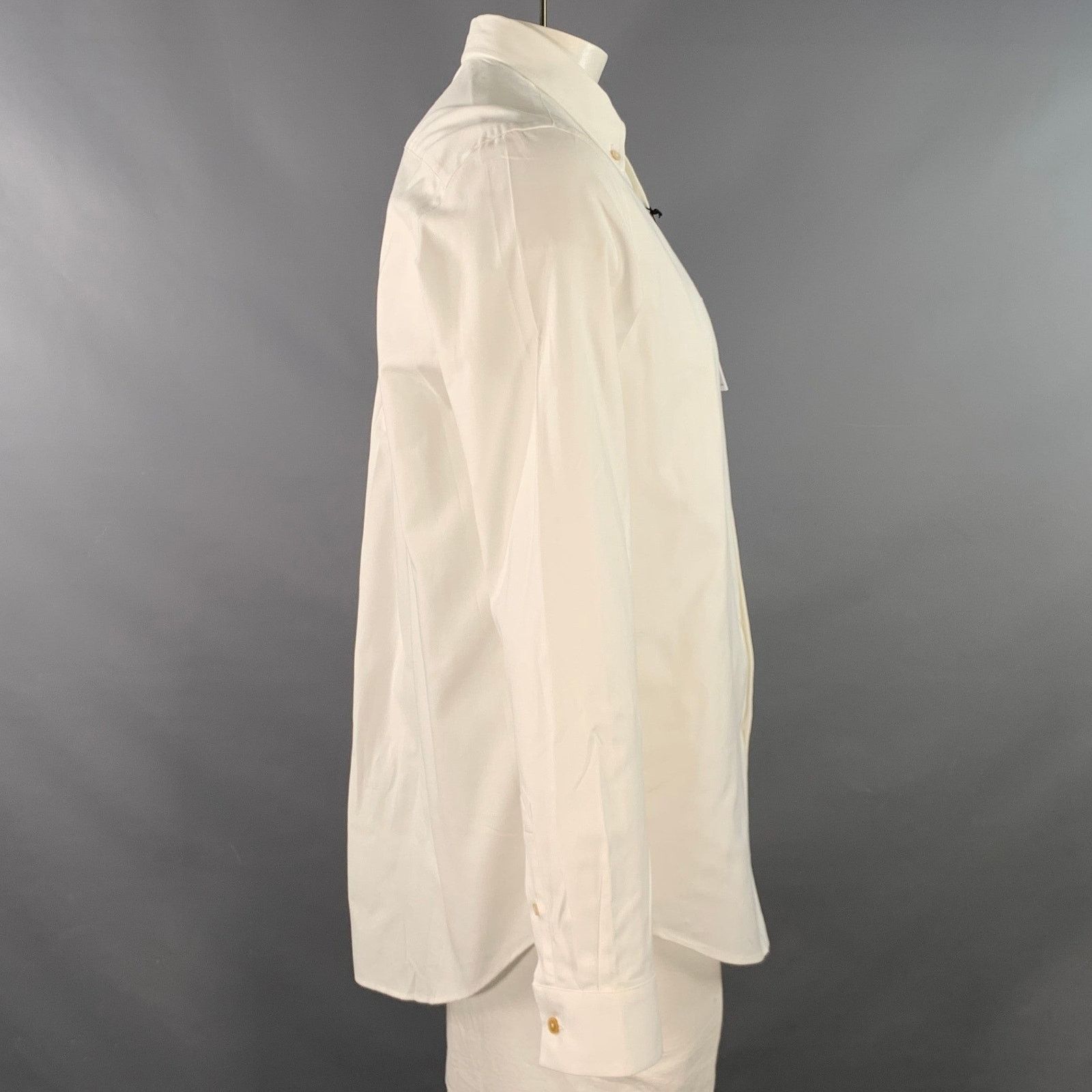 Paul Smith White Contrast Trim Cotton One Pocket Long Sleeve Shirt Size US L / EU 52-54 / 3 - 3 Thumbnail