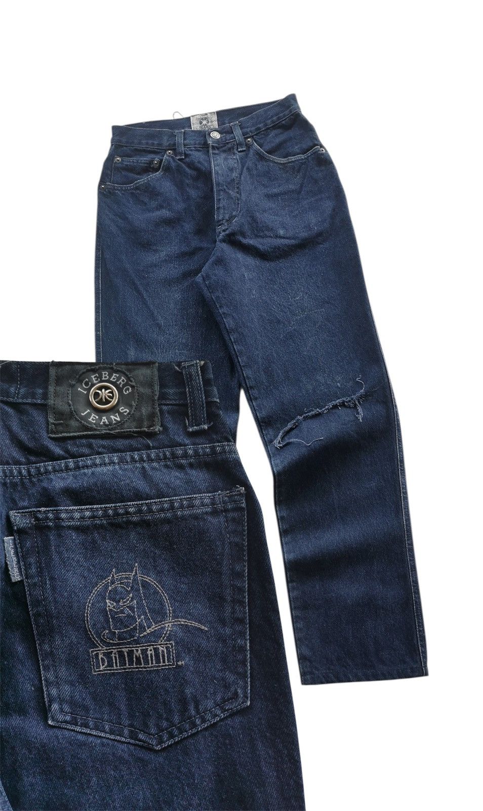 Vintage 1994 Vintage Iceberg Batman Indigo Denim Jeans Size US 27 - 1 Thumbnail