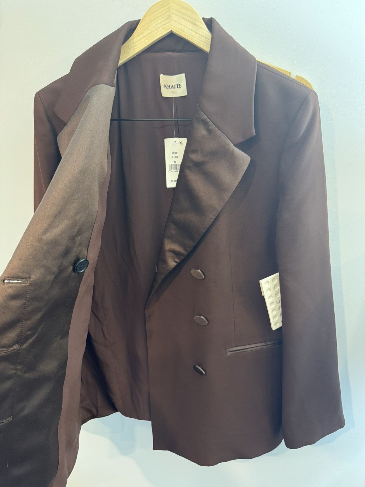 KHAITE KHAITE Women’s Johnson Satin Lapel Blazer in Brown sz 10 NWT Size L / US 10 / IT 46 - 6 Thumbnail
