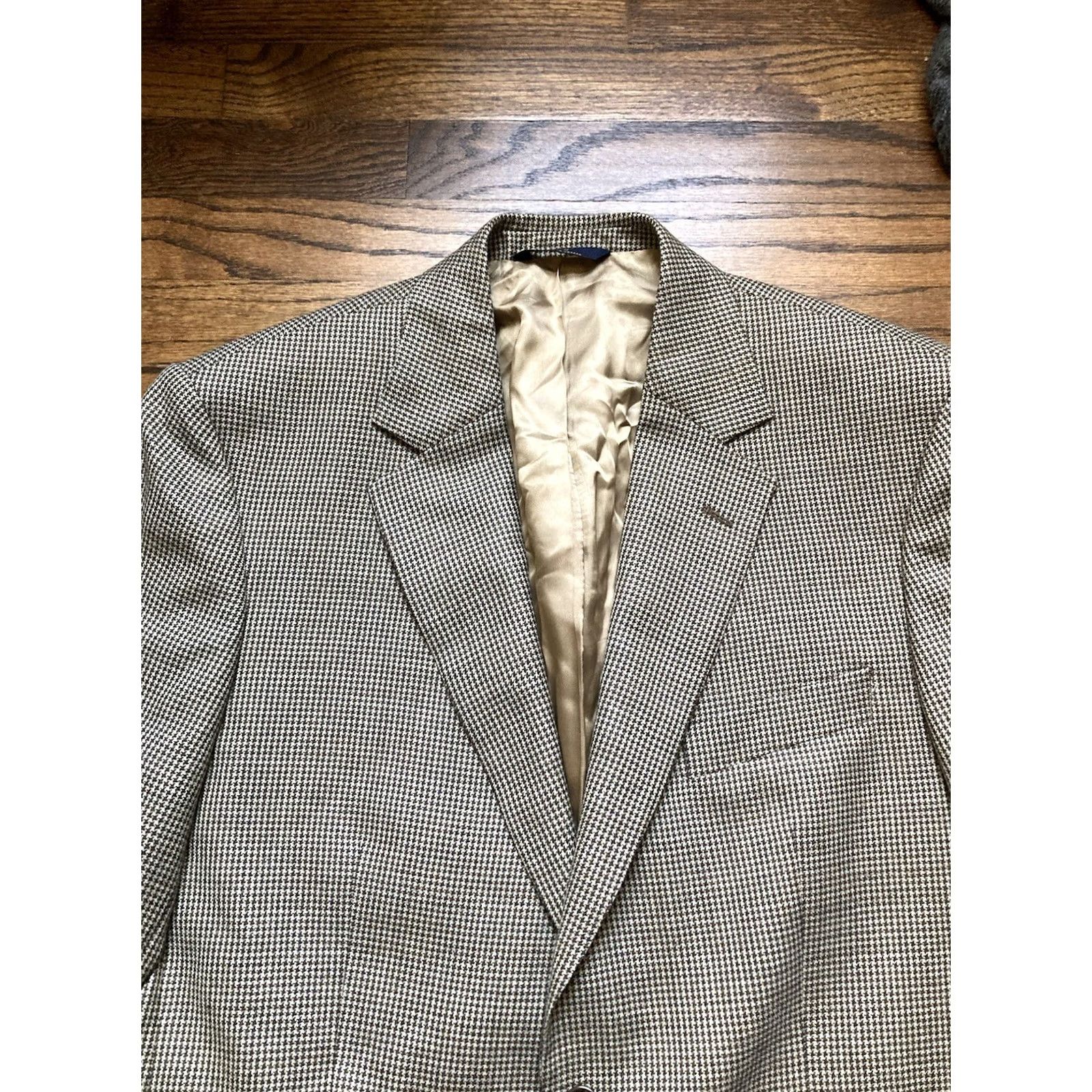 Brooks Brothers Brooks Brothers Coat Mens 42 Beige Blazer Size 42R Houndstooth Wool Sport Size 42R - 4 Thumbnail