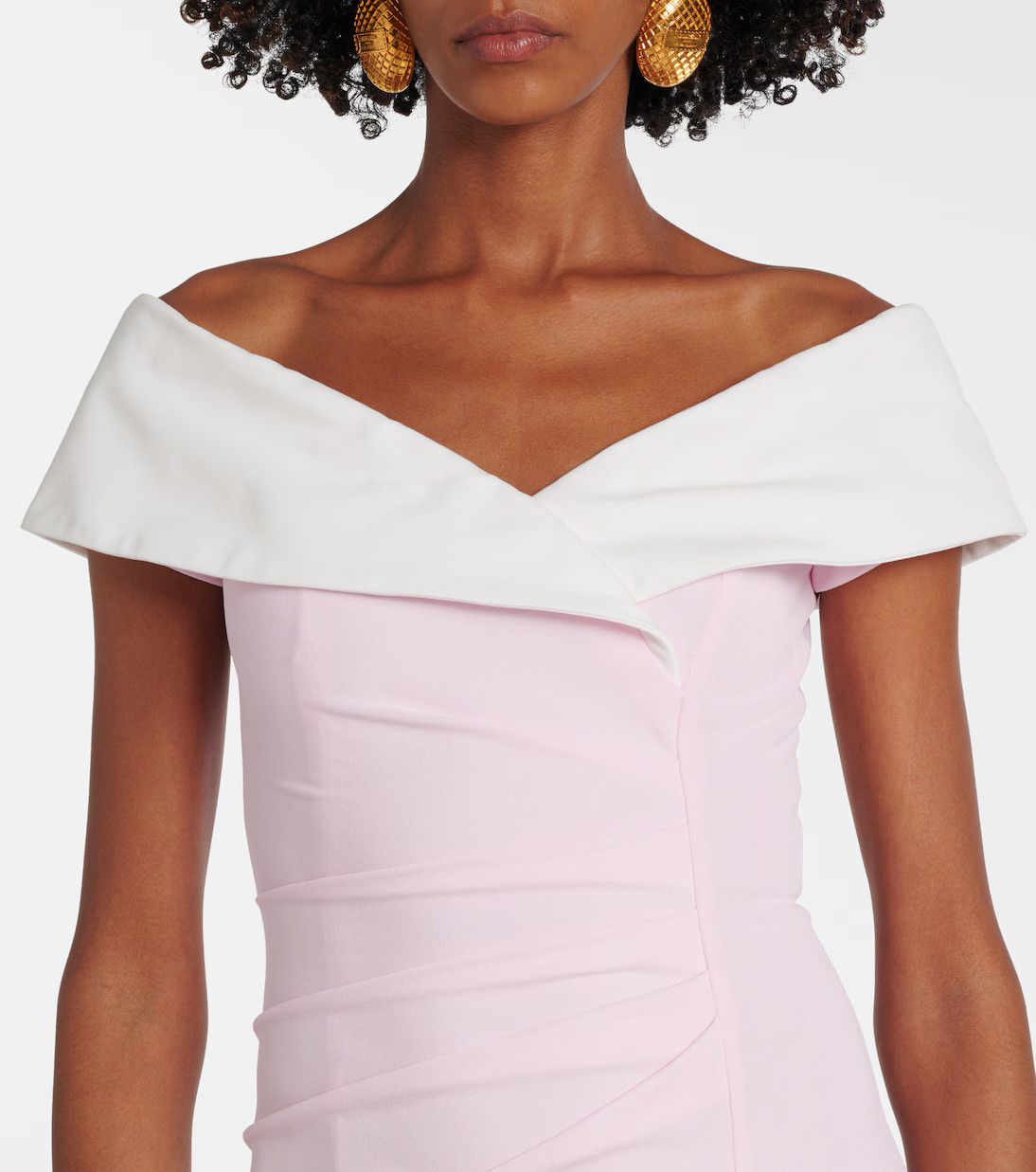 Balmain o1s1wg110725 Draped Off Shoulder Jersey Gown in Light Pink Size L / US 10 / IT 46 - 4 Thumbnail