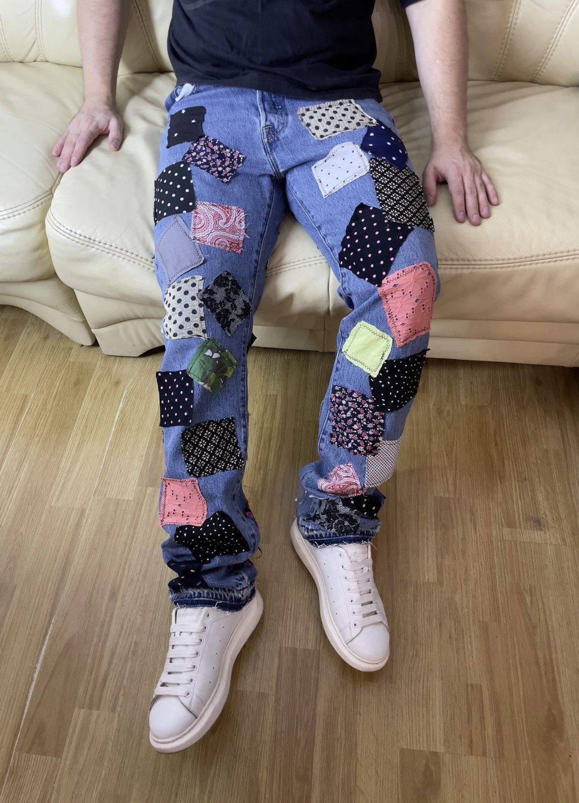Levi's 501 custom patchwork denim jeans