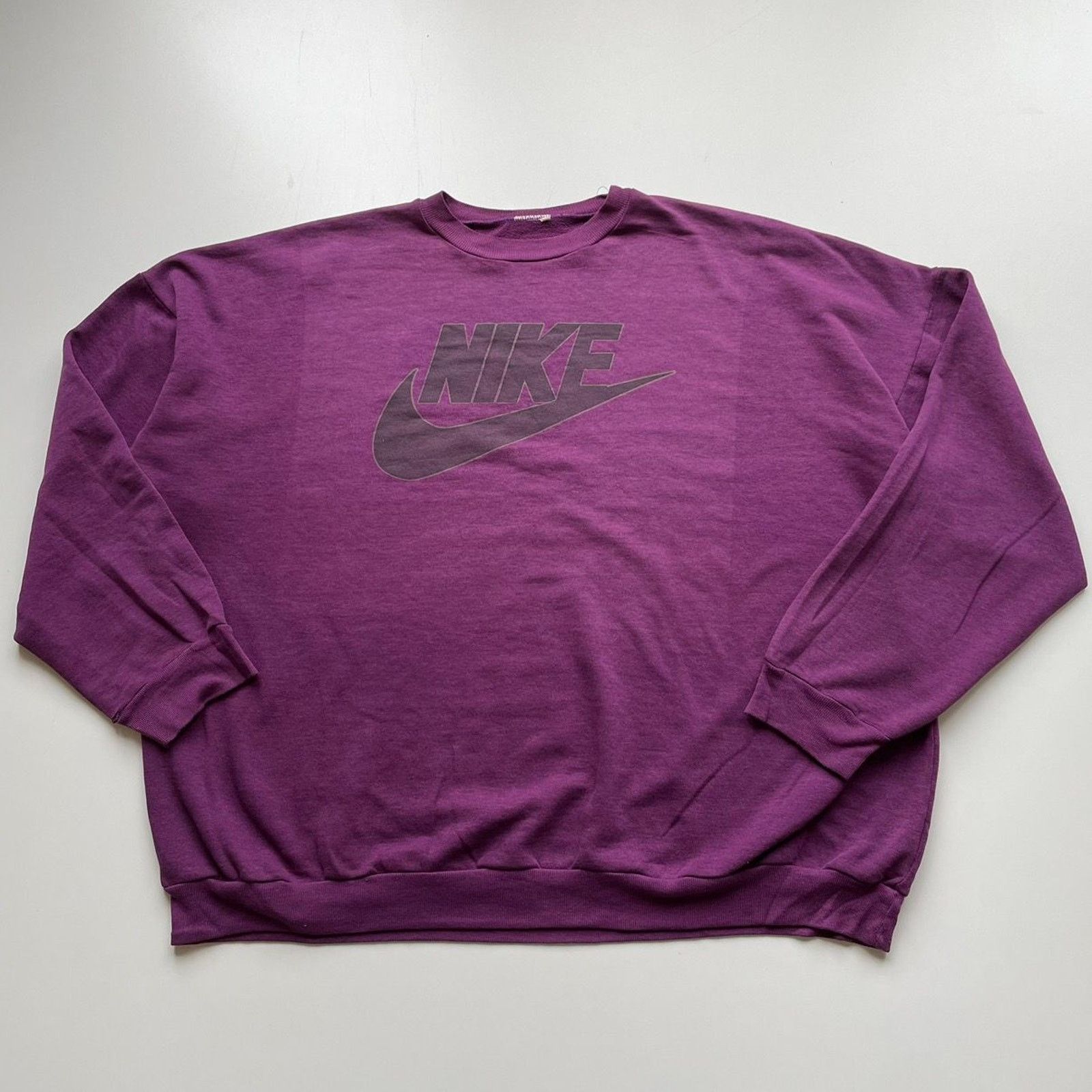 Nike Vintage 90s Nike Swoosh Crewneck Sweatshirt XL Purple Rare Size US XL / EU 56 / 4 - 1 Thumbnail
