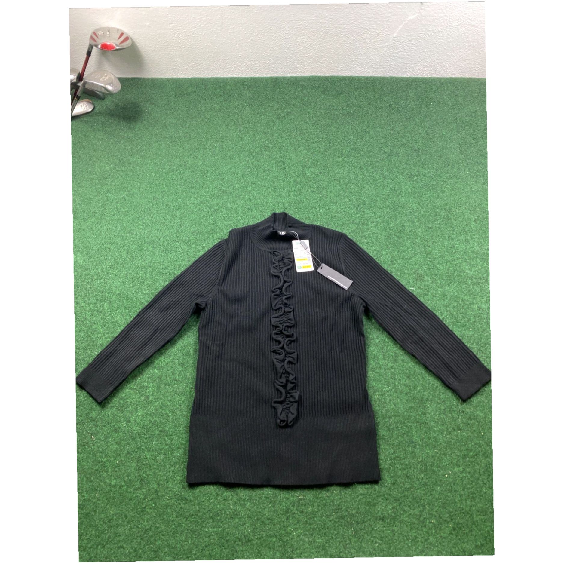 Vintage NEW Cable & Gauge Petite Small Black Ribbed Long Sleeve Fitted Button Front Size S / US 4 / IT 40 - 1 Thumbnail