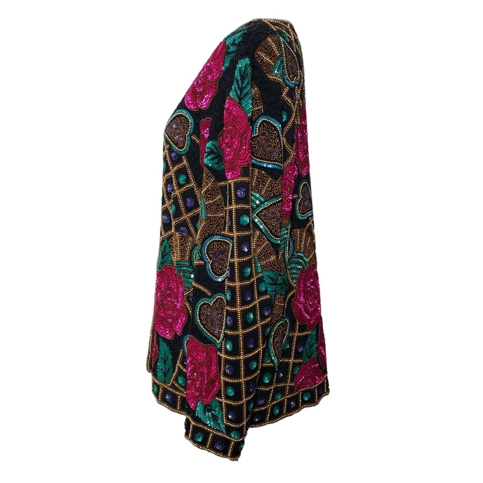 Designer Vintage Joan Leslie Floral Sequins Jacket Womens Size Medium Size M / US 6-8 / IT 42-44 - 7 Thumbnail