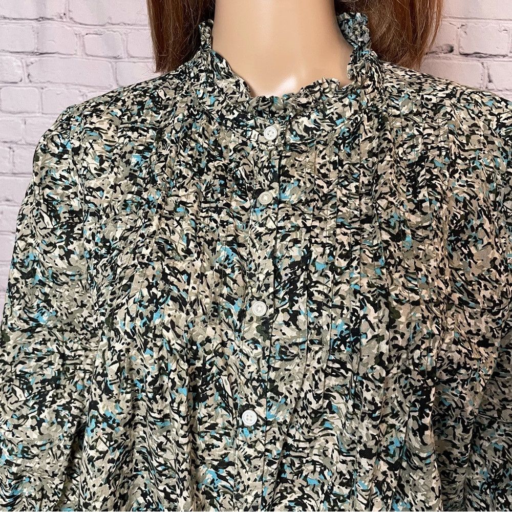 Loft Loft Floral Cotton Long Sleeve Mock Neck Blouse Size XL Size XL / US 12-14 / IT 48-50 - 3 Thumbnail