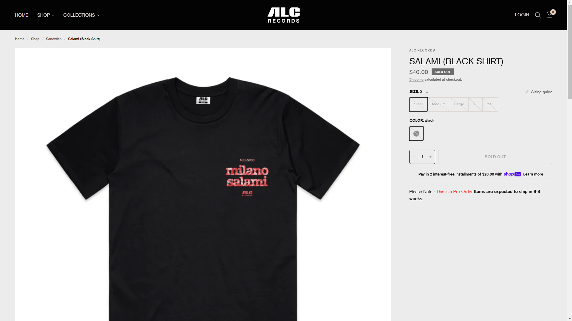 The Alchemist ALC Records - Salami (Black Shirt) The Alchemist Sandwich Size US S / EU 44-46 / 1 - 3 Thumbnail