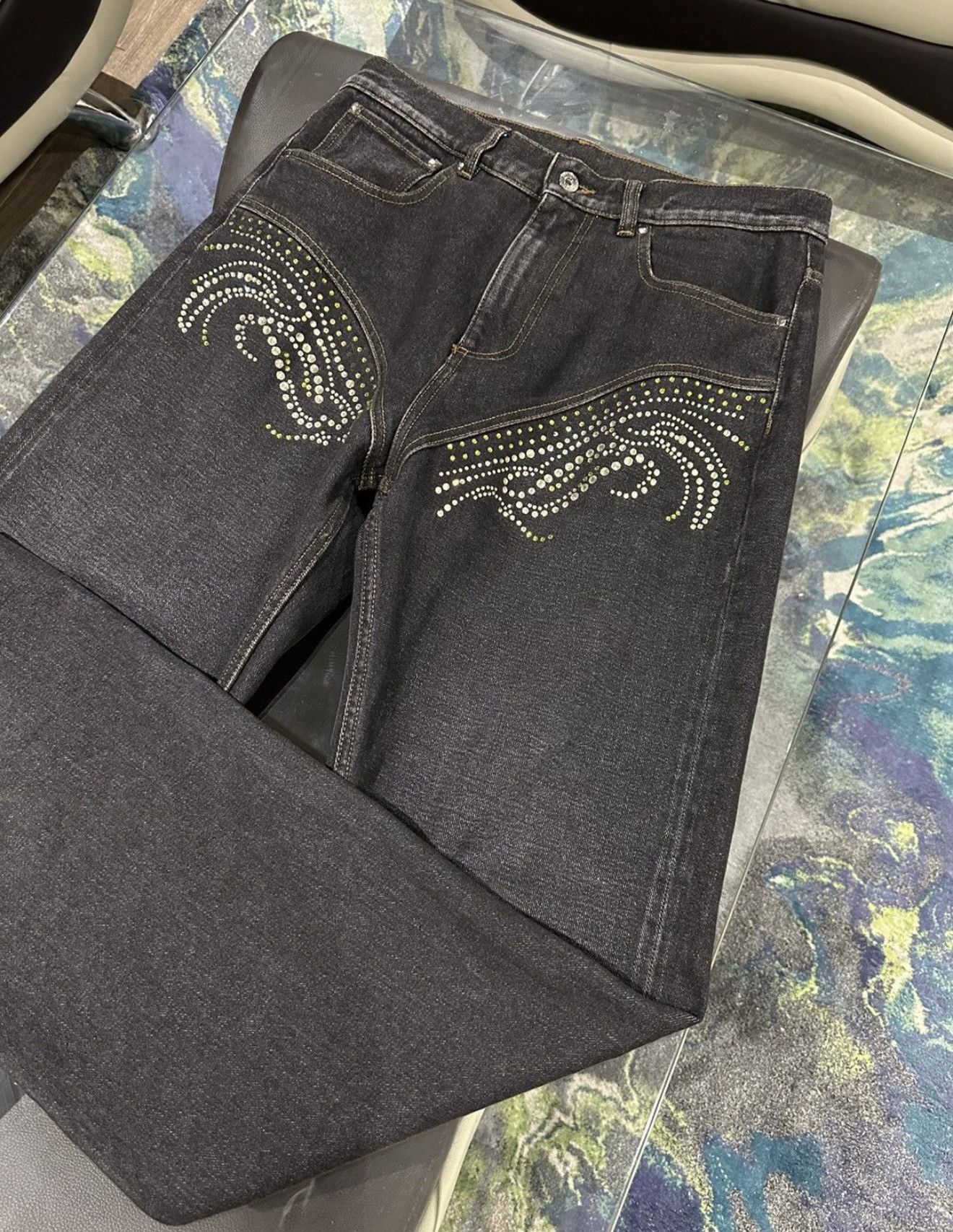 Y/Project Black Crystal Jeans Size US 32 / EU 48 - 1 Thumbnail
