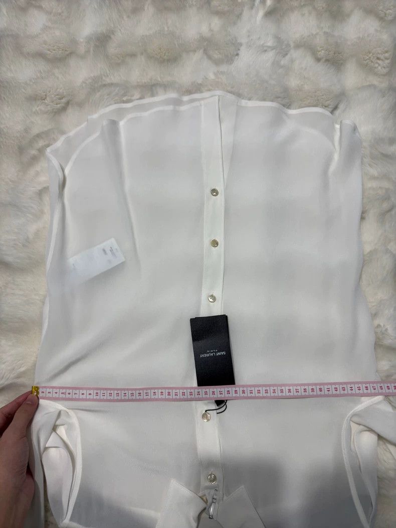 Yves Saint Laurent saint laurent Pure White Women's Silk Shirt 2503-Nextarrow Size XS / US 0-2 / IT 36-38 - 7 Thumbnail