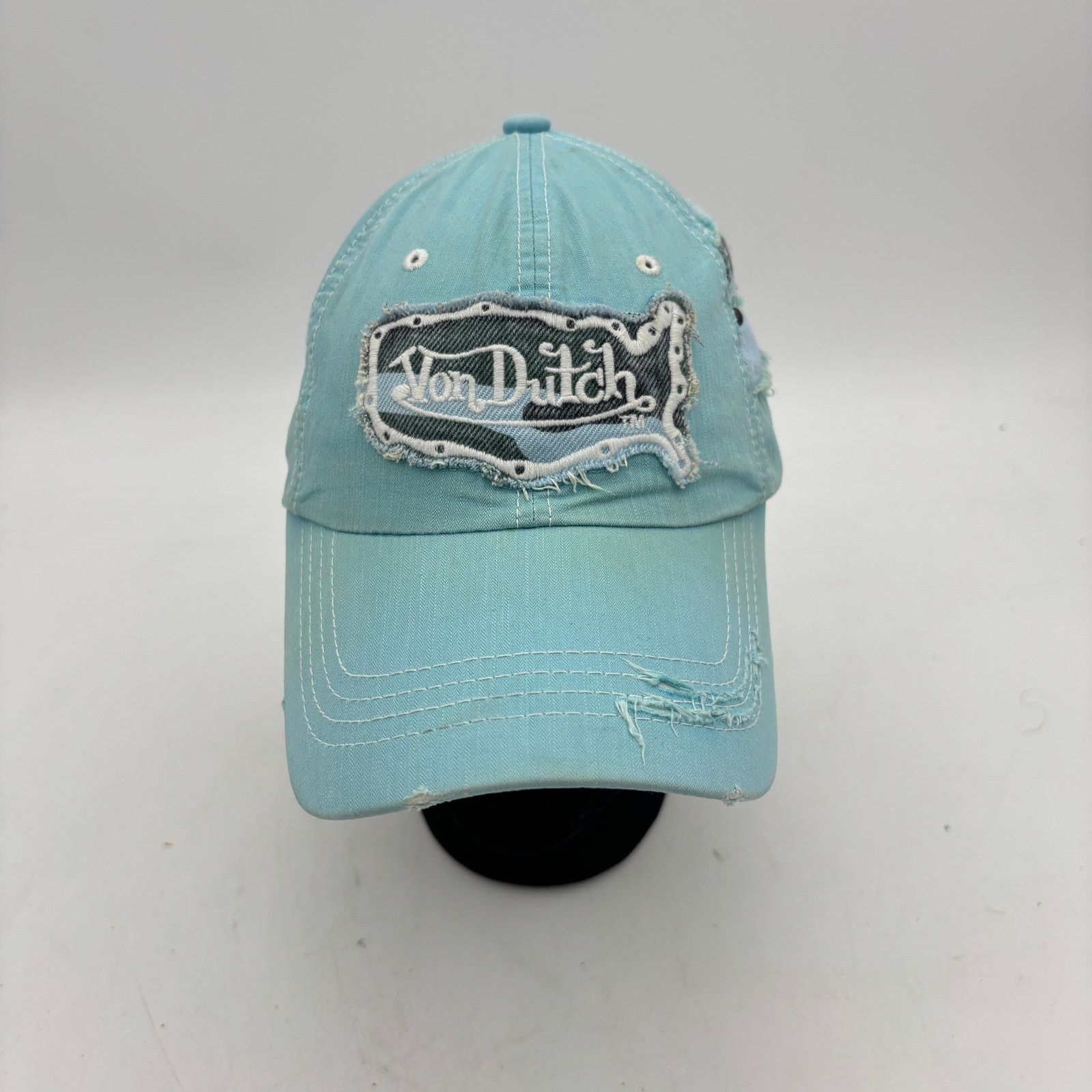 Von Dutch Von Dutch Baby Blue Distressed Cap Y2k Adjustable Hat Size ONE SIZE - 1 Thumbnail
