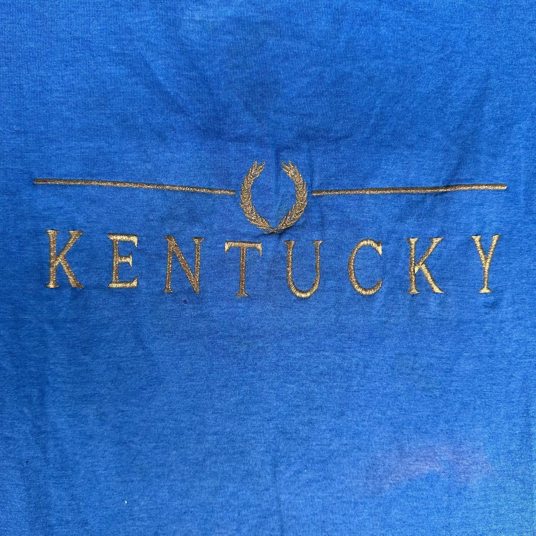 Fruit Of The Loom Vintage 90s Kentucky Blue Embroidered T-Shirt Single Stitch Size US L / EU 52-54 / 3 - 2 Thumbnail