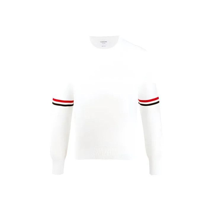 Thom Browne Thom Browne Classic Stripe White Knit Sweater Size US M / EU 48-50 / 2 - 1 Thumbnail