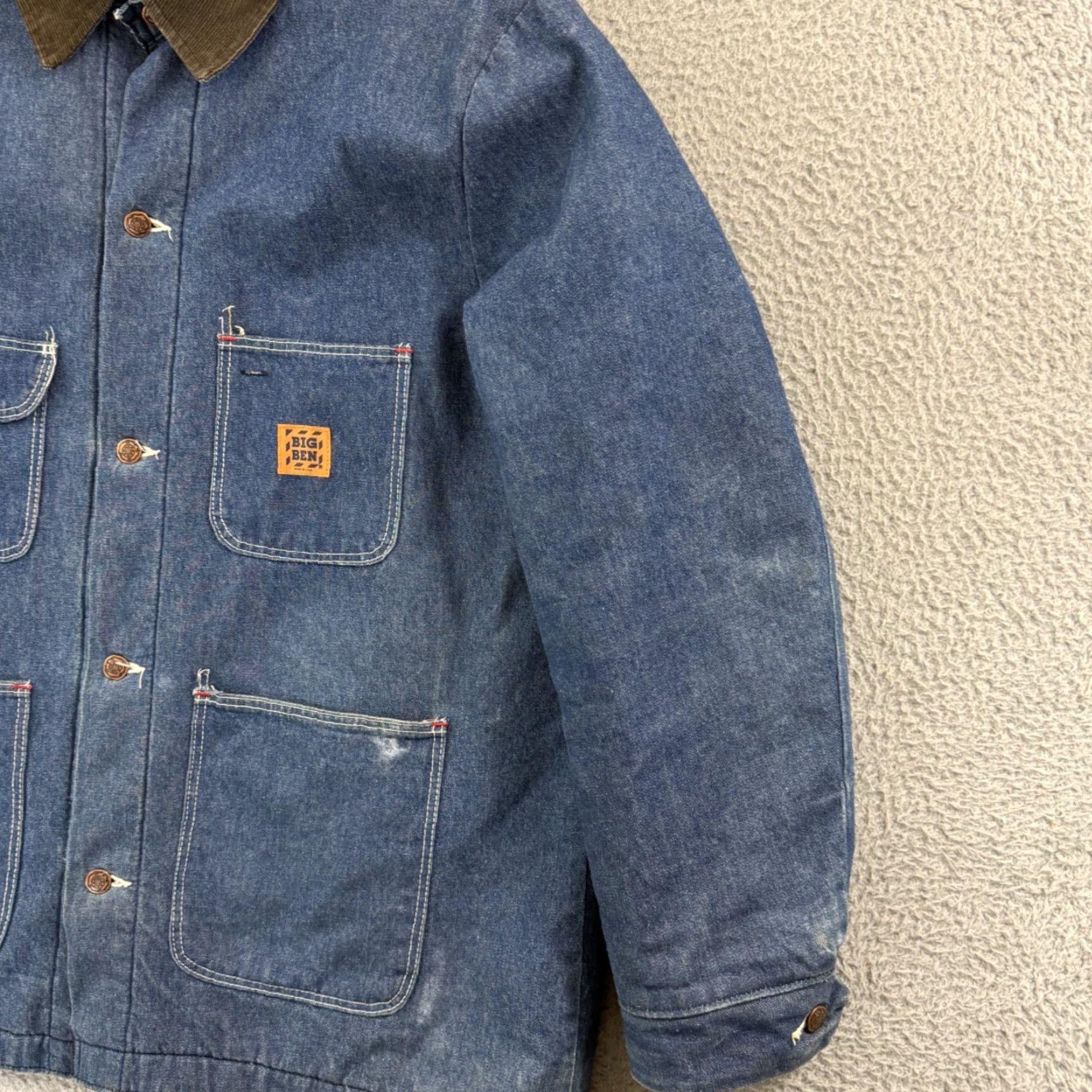 Denime VINTAGE Big Ben Coat Denim Jacket Mens 46 Blue Chore Workwear Outdoor Lined Polyester Insulation All Seasons Long Coat Size US S / EU 44-46 / 1 - 5 Thumbnail