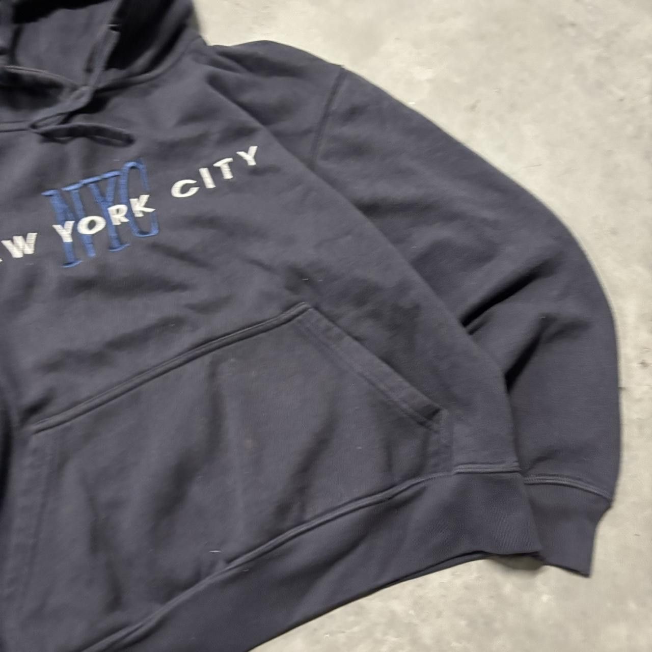 Japanese Brand × Vintage Crazy Vintage Y2K/2000s Navy Blue New York City Boxy Hoodie! Size US S / EU 44-46 / 1 - 4 Thumbnail