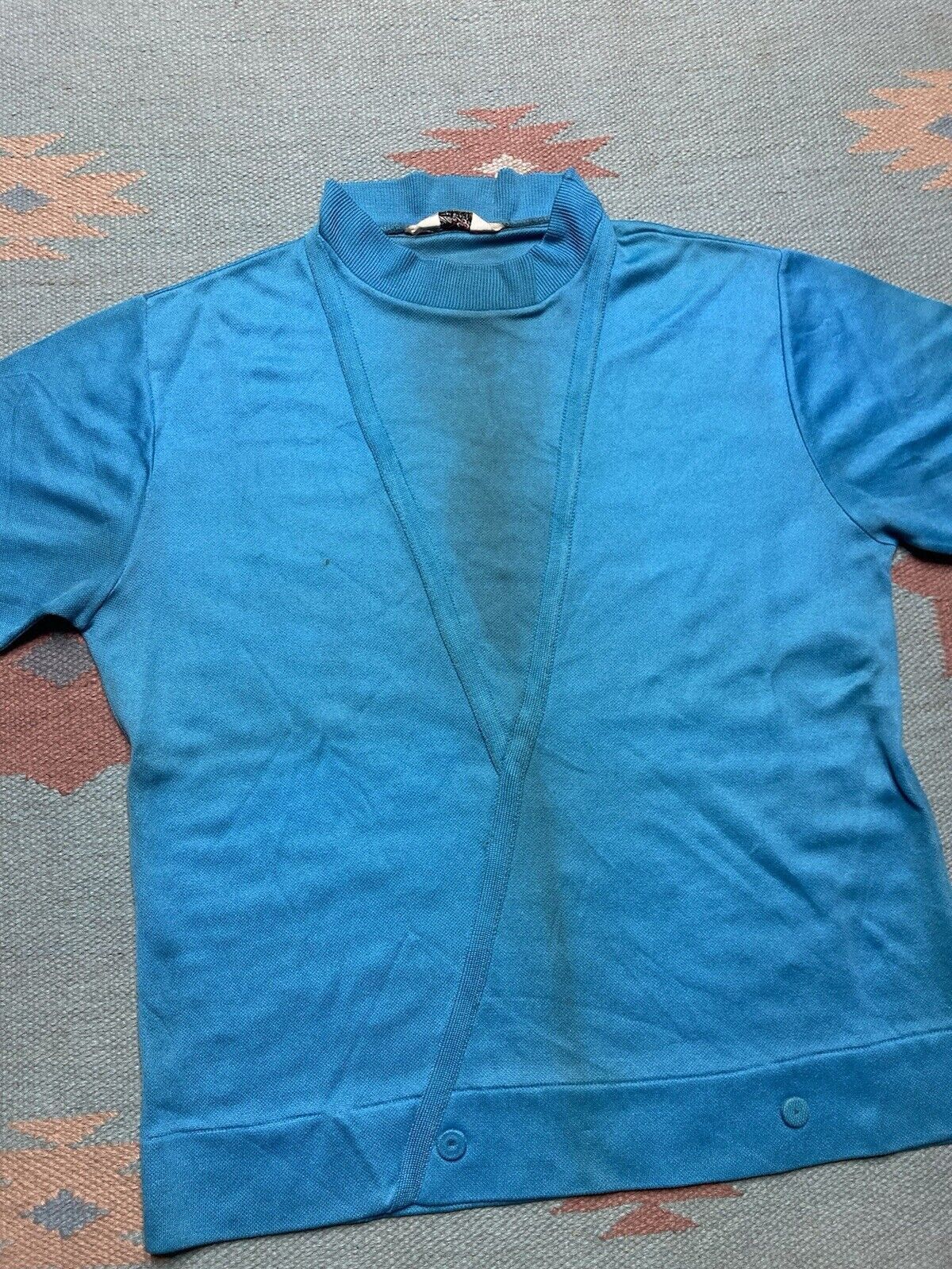 Vintage VTG 50s 60s shirt glen brae teal blue polyester nylon? Small Size US S / EU 44-46 / 1 - 2 Thumbnail