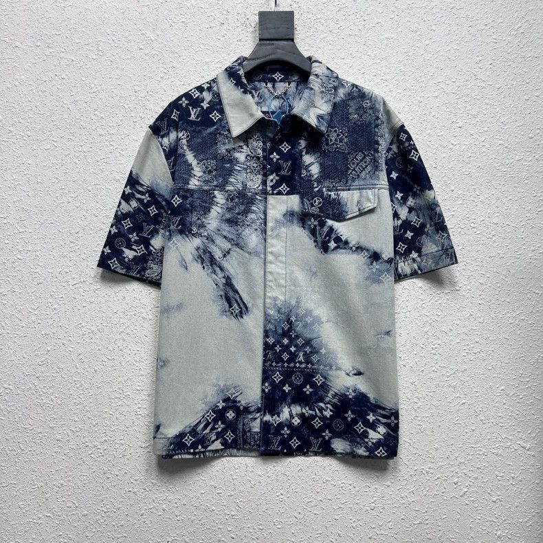 Louis Vuitton Louis Vuitton Cashew Flower Full Logo Denim Short Sleeve Sh Size US L / EU 52-54 / 3 - 1 Thumbnail