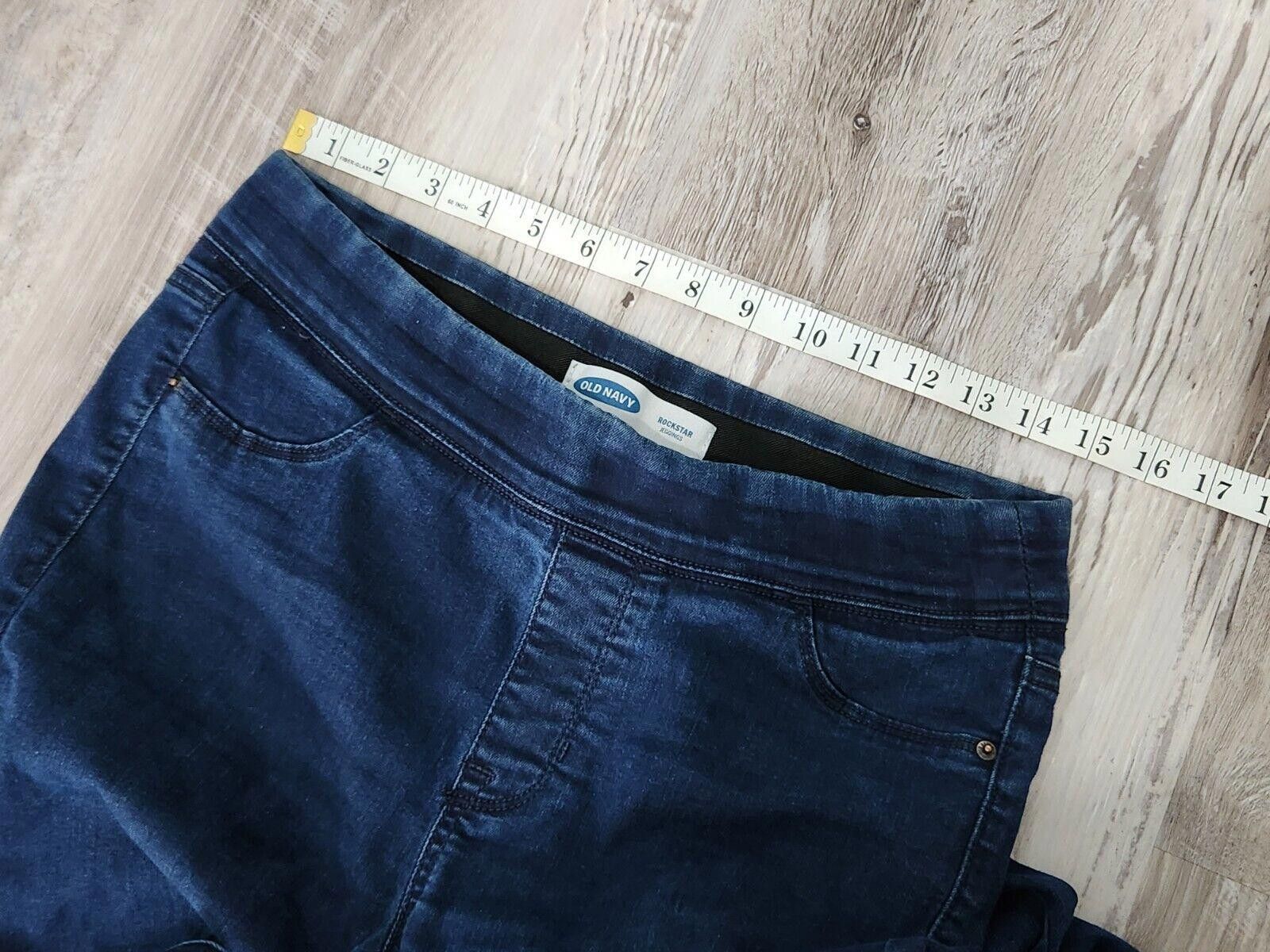 Old Navy Old Navy Rockstar Jeans 10 Short Dark Wash Skinny Pull On Size 32" / US 10 / IT 46 - 6 Thumbnail
