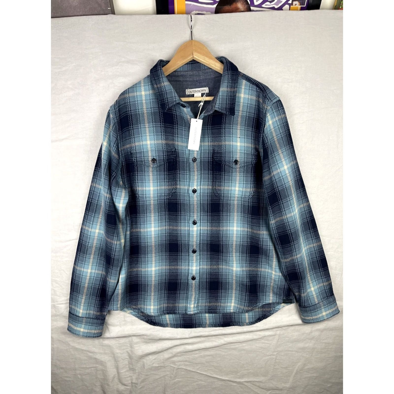Outerknown Outerknown Blanket Shirt Mens Large Blue Plaid Flannel Surf Button Up Size US L / EU 52-54 / 3 - 2 Thumbnail
