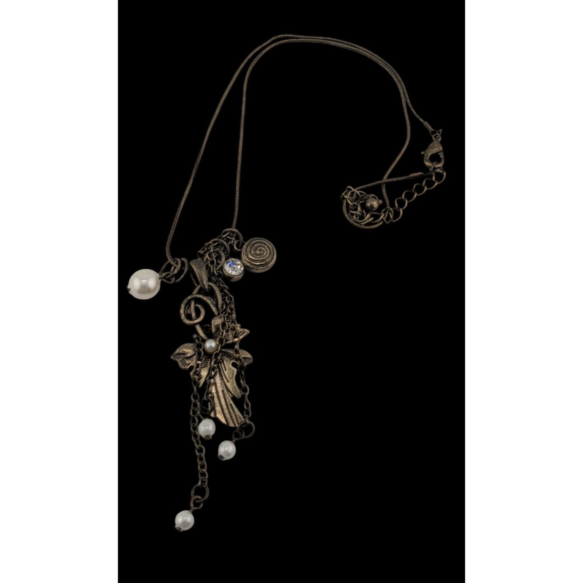 Other Vintage-Inspired Coquette Bronze Pendant Necklace With Faux Size ONE SIZE - 2 Thumbnail