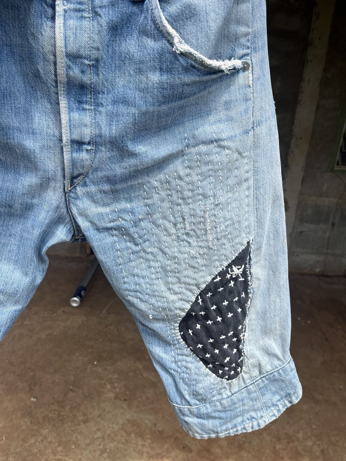 Vintage Thrashed faeded Levi’s Engineered Sashiko Boro Distressed Size US 35 - 2 Thumbnail