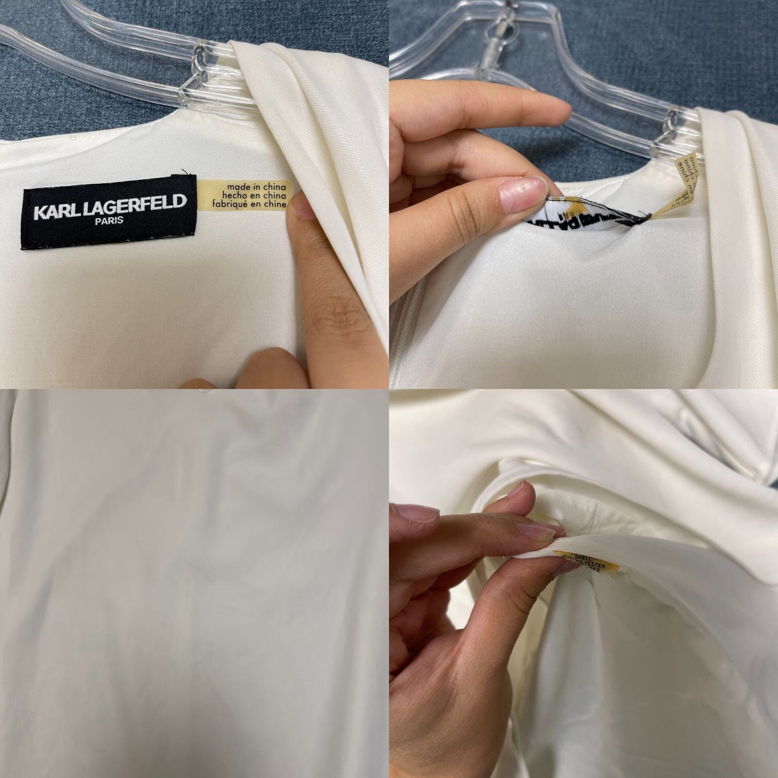 Karl Lagerfeld Karl Lagerfeld Paris Blouse Womens S/M White Stretch V-Neck 3/4 Sleeve Back Zip Size S / US 4 / IT 40 - 8 Thumbnail