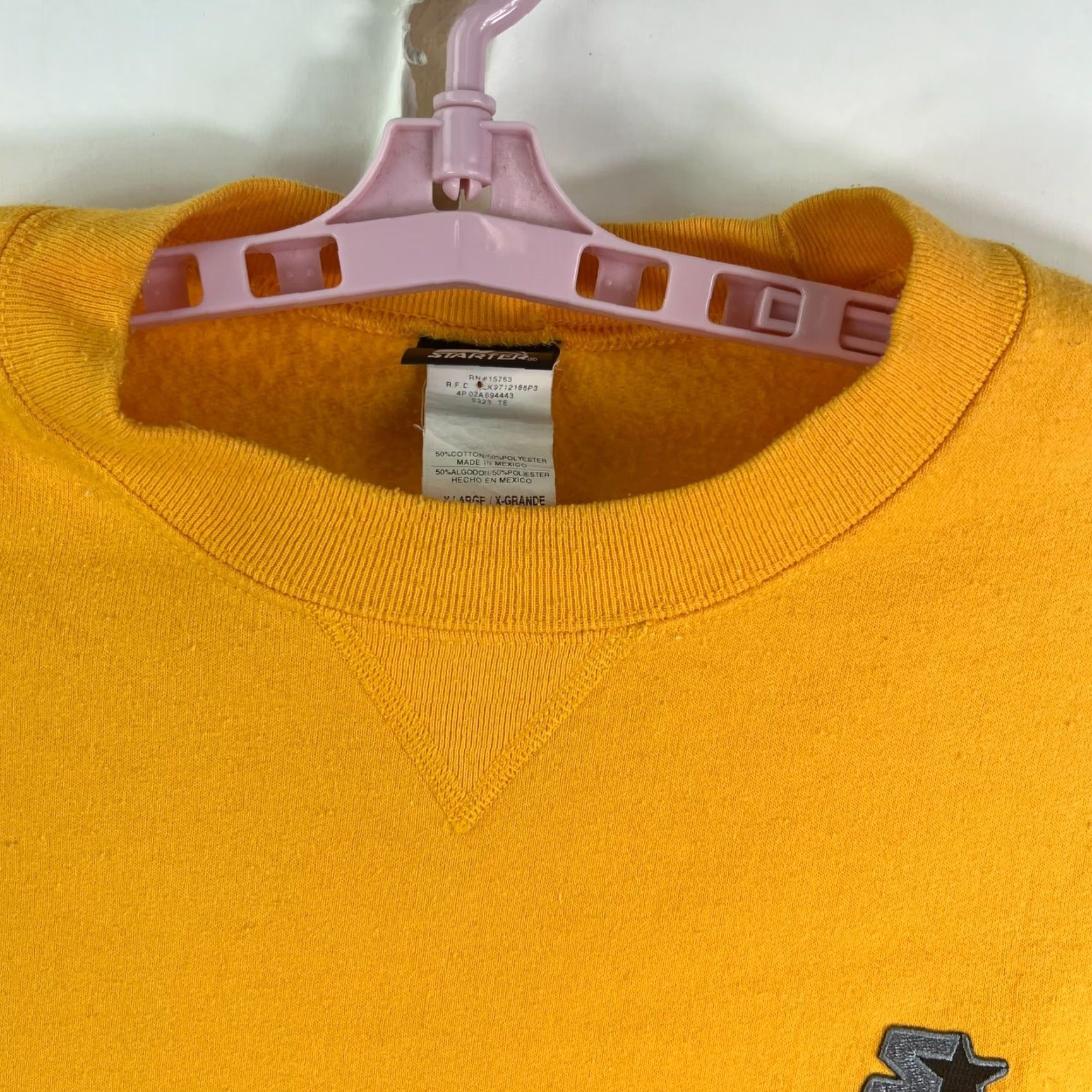 Starter VINTAGE Starter Sweatshirt Mens XL Yellow Long Sleeve Crew Neck Pullover Black Label 90s Sports Size US XL / EU 56 / 4 - 4 Thumbnail