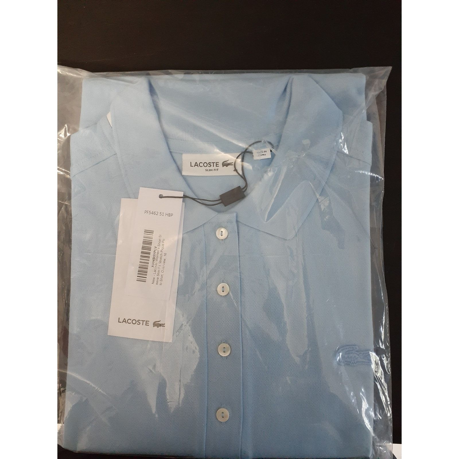Lacoste Lacoste Women's Slim Fit Stretch Mini Pique Polo Blue 16 Size XXL / US 16-18 / IT 52-54 - 2 Thumbnail