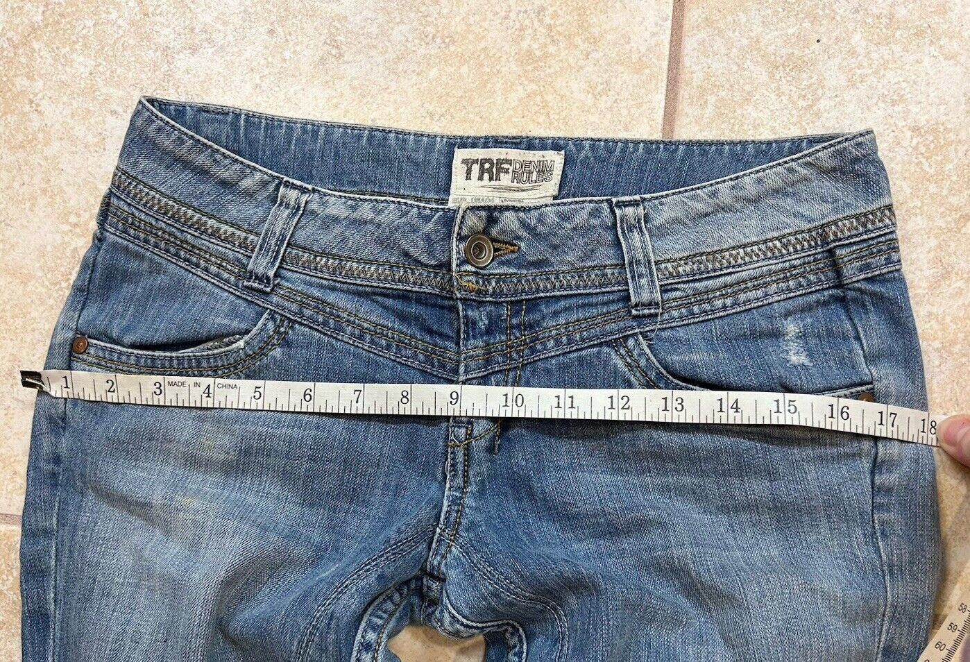 Designer Vintage Y2K Blue Jeans TRF Denim Skinny Low rise Panel Sz 4 Size 27" / US 4 / IT 40 - 8 Thumbnail