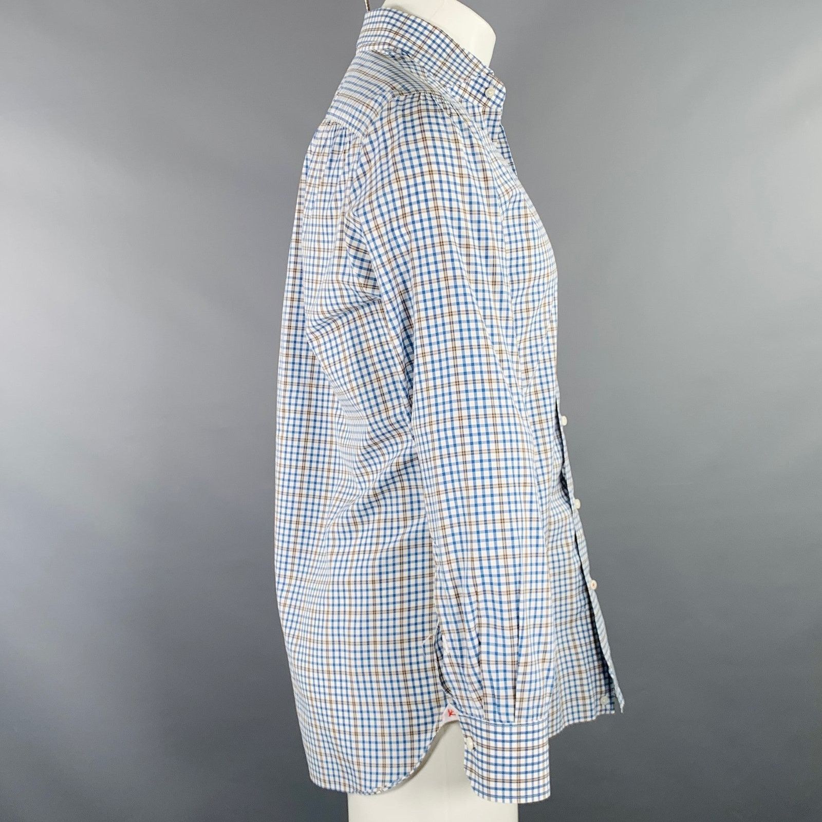 Isaia Multi Color Plaid Cotton Spread Collar Long Sleeve Shirt Size US M / EU 48-50 / 2 - 3 Thumbnail