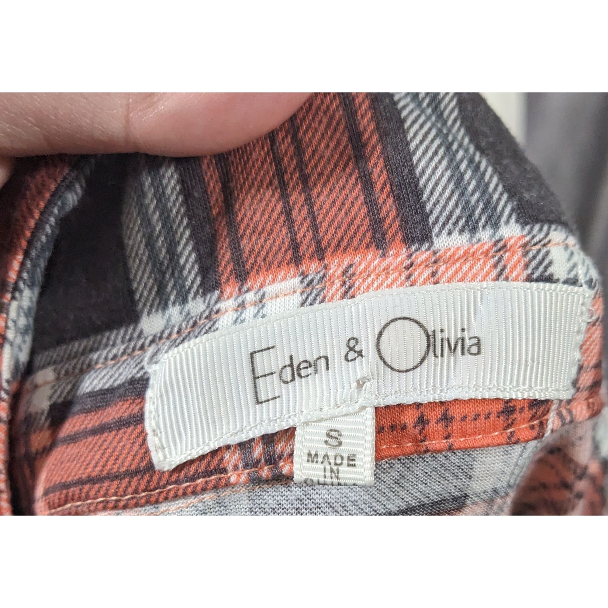 Other Eden & Olivia Grey And Orange Plaid Button Down Shirt Size S / US 4 / IT 40 - 5 Thumbnail