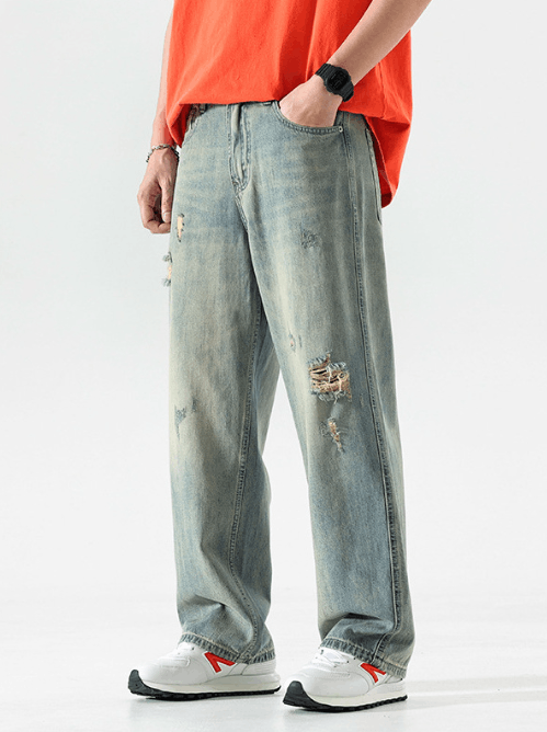 Japanese Brand × Jean Retro trend washed holes distressed high street jeans Size US 34 / EU 50 - 1 Thumbnail