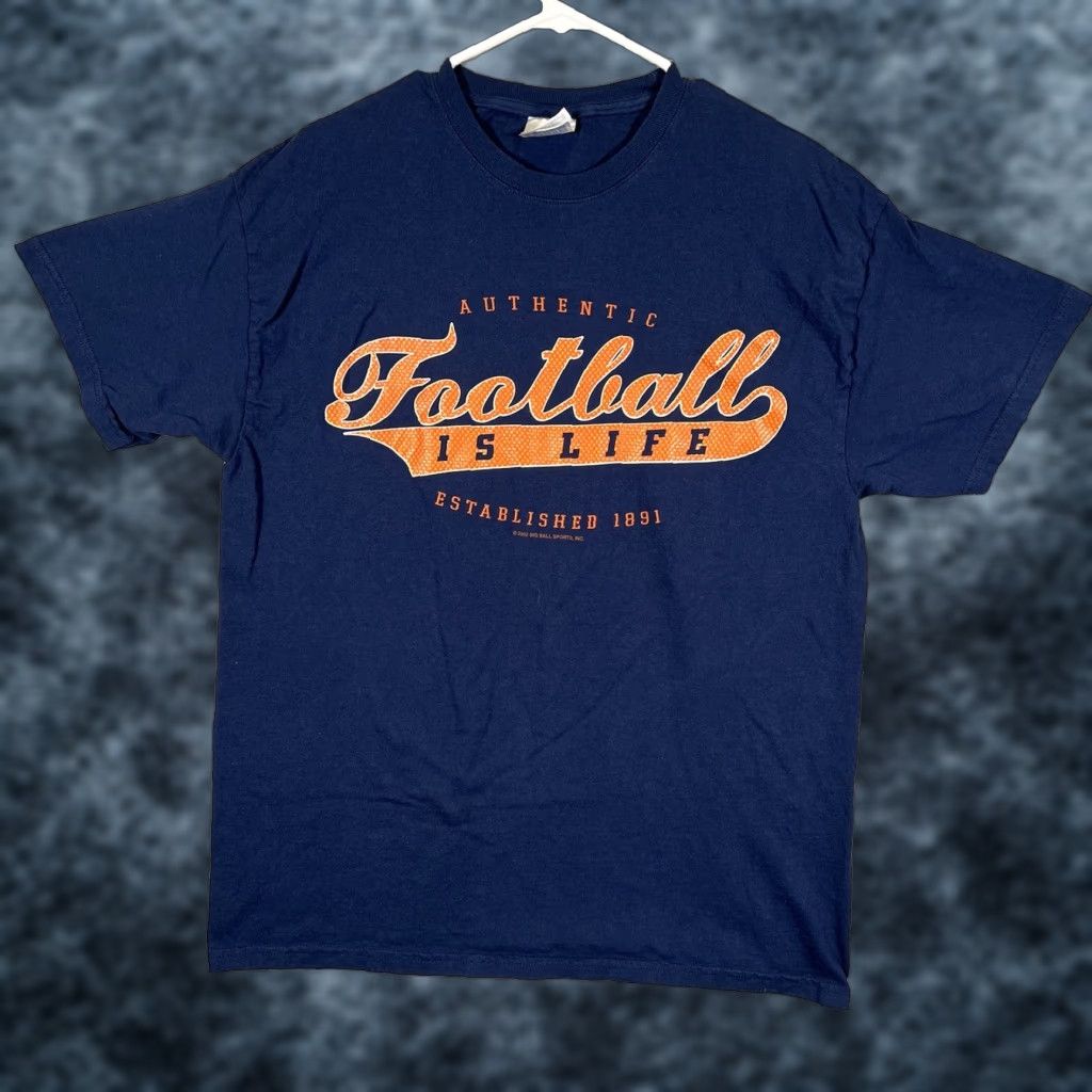 Hanes VINTAGE A1 Authentic Football Is Life Shirt Adult Large Blue Mens T-Shirt Short Sleeve Crew Neck Cotton Hanes Soccer Football Theme Mens Clothing Size US L / EU 52-54 / 3 - 1 Thumbnail