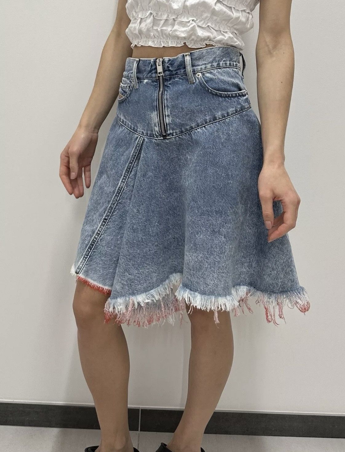 Diesel Diesel Crazy Asymmetric Denim Zip Flare Skirt Blue y2k XS Size 27" / US 4 / IT 40 - 4 Thumbnail